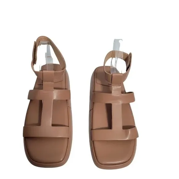 Jeffrey Campbell Tan Devis Wedge Sandals With Ankle Strap Size 9 72525-2784 - Picture 5 of 5